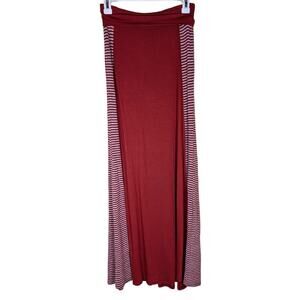 Basil & Lola Fold-Over Waist Red/Beige Maxi Skirt – Size Medium USA